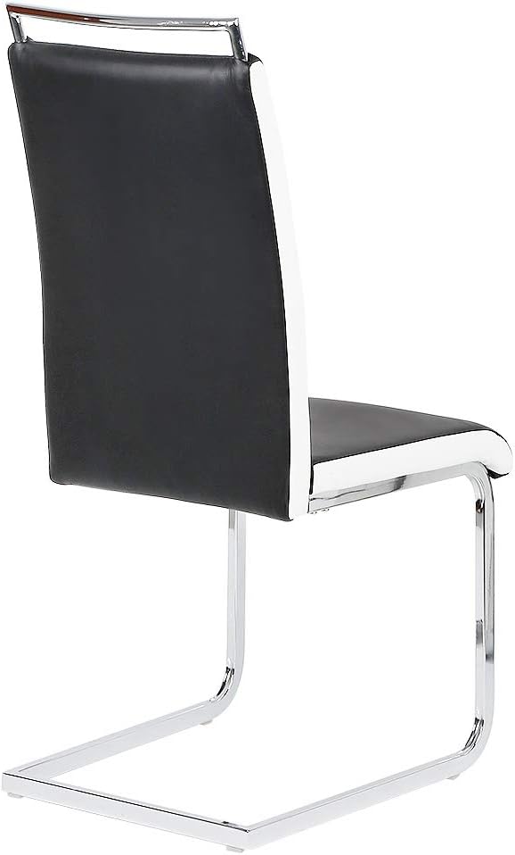 Esszimmerstuhl mit Hoher Rückenlehne, 2-er Set, Schwingstuhl Set, Schwarz + Weiss Schwarz + Weiss 2-