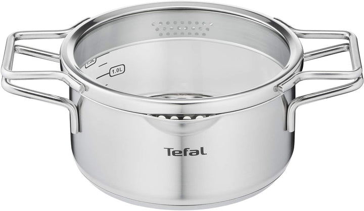 Tefal Nordica H852SA55 Stahl-Topfset mit Deckel 10-teilig, Topf: 18/20/24 cm, Kochtopf hoch 22cm, Ro