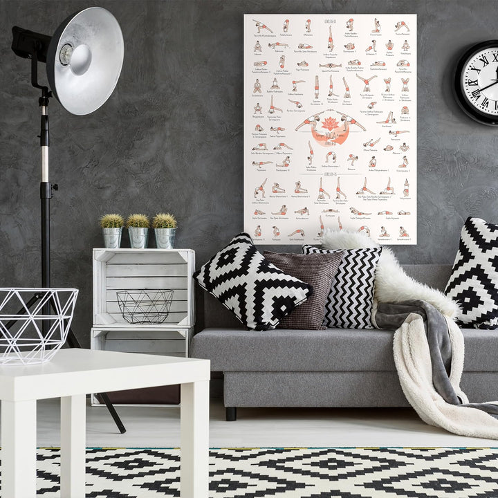wandmotiv24 Leinwandbild Sport, 80x60cm, Hochformat, Yoga Positionen, Deko, Bilder auf Leinwand, Wan