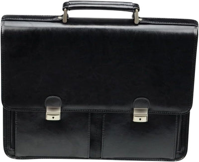 Alassio 323360 47117 - Aktentasche VENETO, aus echtem Leder, ca. 42 x 32 x 15 cm, schwarz