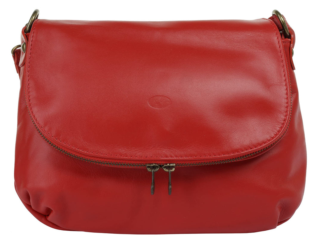 piké Umhängetasche echt Leder Damen - 015805 Rot, Rot