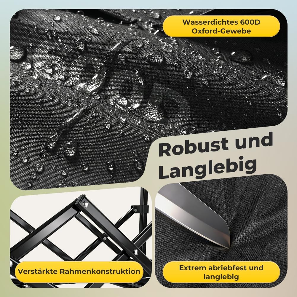 Bollerwagen Faltbar 120L 120KG, Klappbarer Bollerwagen mit Abnehmbarer Stofftasche Verstellbarem Gri