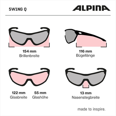 ALPINA 5W1NG Q - Verspiegelte, Kontrastverstärkende & Beschlagfreie Sport- & Fahrradbrille Mit 100%