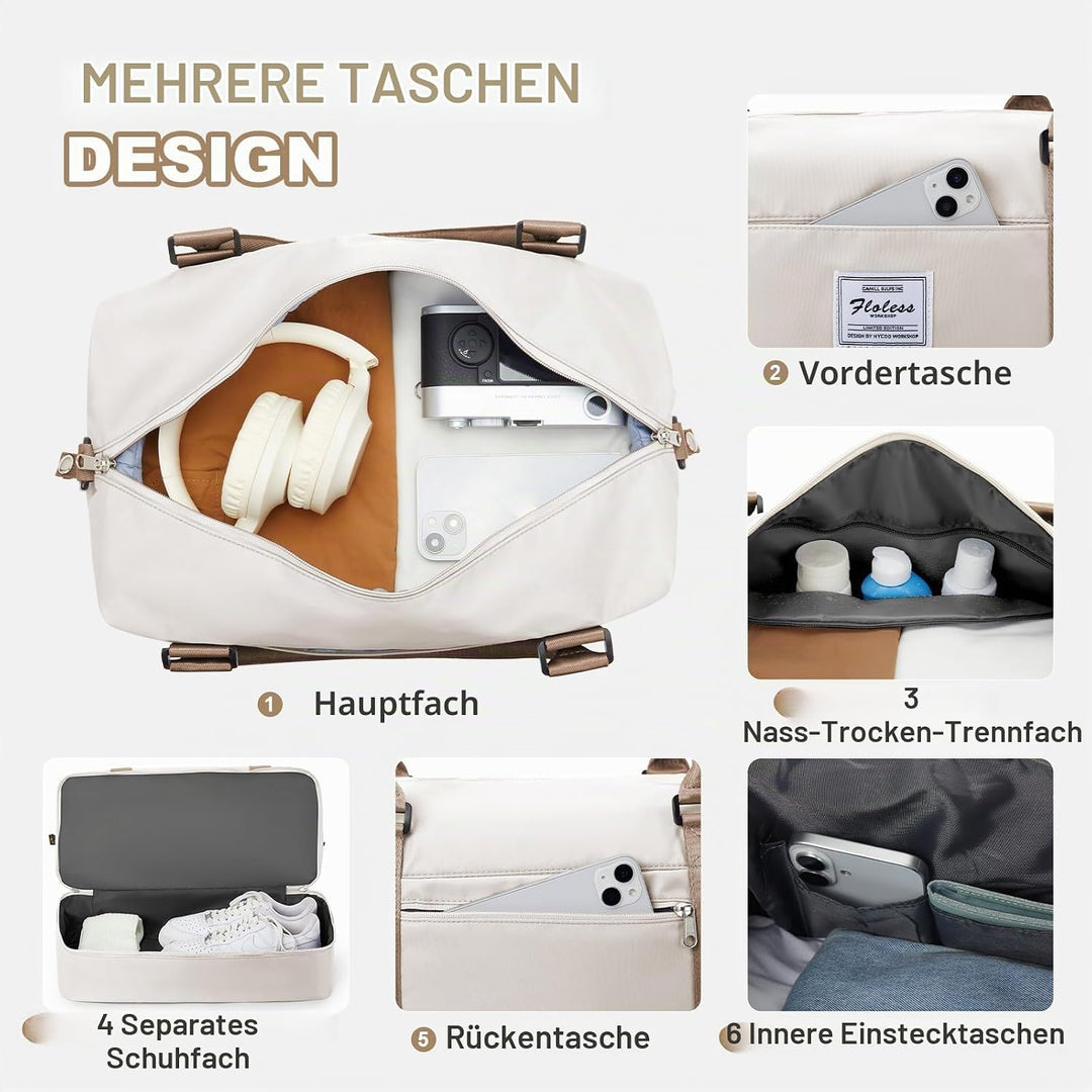 WEPLAN Reisetasche Damen Handgepäck Tasche Easyjet 45x36x20 für Flugzeug Tasche Weekender Damen Trav