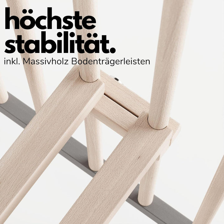 Sämann Baby Laufstall aus Holz I Baby Laufgitter 75x100 cm Grau/Natur I Inkl. Matratze Cloud Air I R