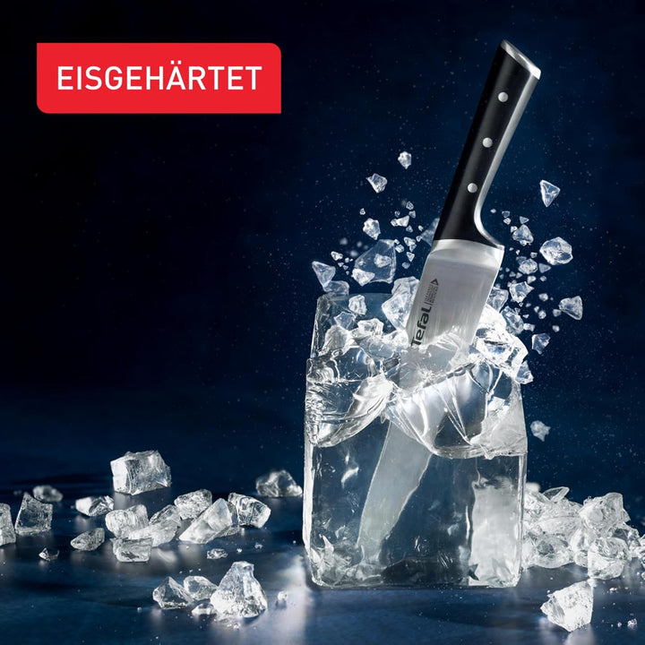 Tefal Ice Force Kochmesser, 20 cm Klinge, Korrosionsschutz, Handschutz, Edelstahl, schwarz. K23202