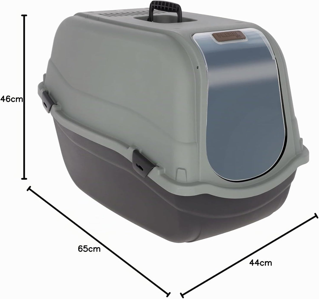 Kerbl Pet Katzentoilette Emma Eco, Katzenklo, schwarz/grüngrau, 65x44x46cm, aus 100% recycelten Kuns
