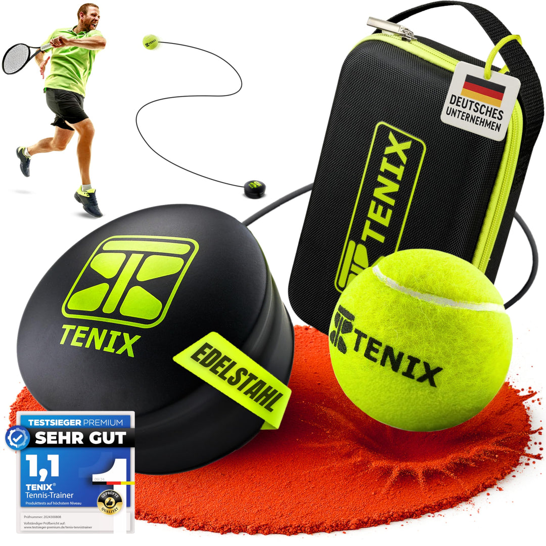 TENIX® Tennis-Trainer Set [mit Power-Grip-System] Tennis Trainingsgerät für Kinder & Erwachsene | Te