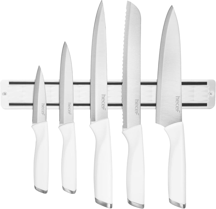 hecef Messerset mit Messerhalter Magnetisch, 5 tlg Scharfe Küchenmesser Set mit 33cm Messer Magnetle