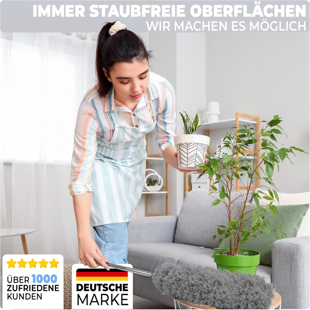 Staubwedel Teleskop-lang ausziehbar bis 2,5m und waschbar,biegbarer und kratzfreier Staubwischer mit