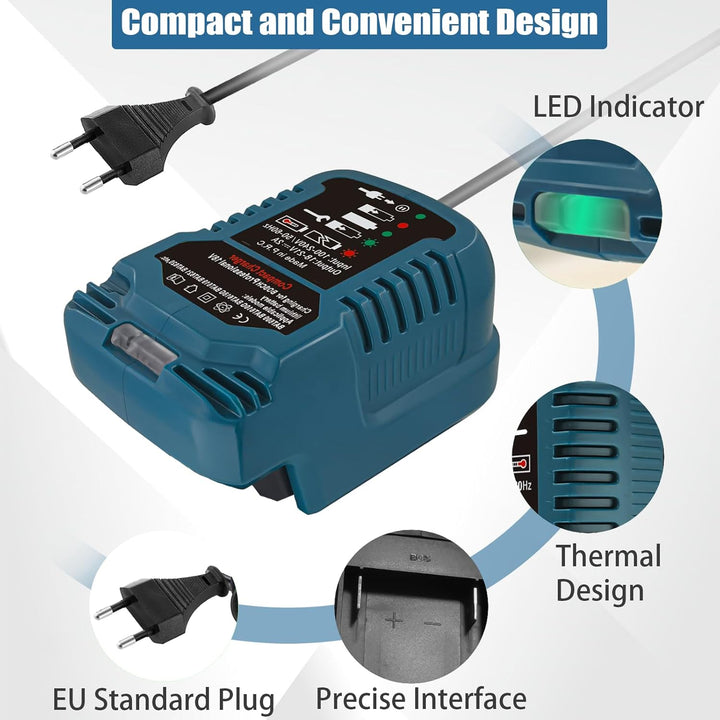 Batterieladegerät für Bosch GBA 18V, Cordless Tool Akku Ladegerät GAL1880CV GAL1860CV Ersatz für Bos