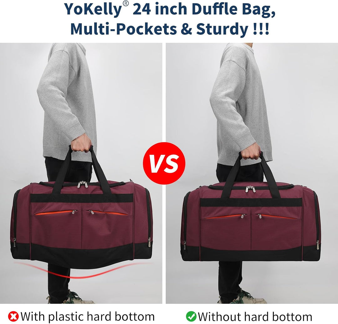 65L Sporttasche Herren Gross - 24 inch Grosse Reisetasche Duffle Bag mit Hartem Boden und Schuhfach