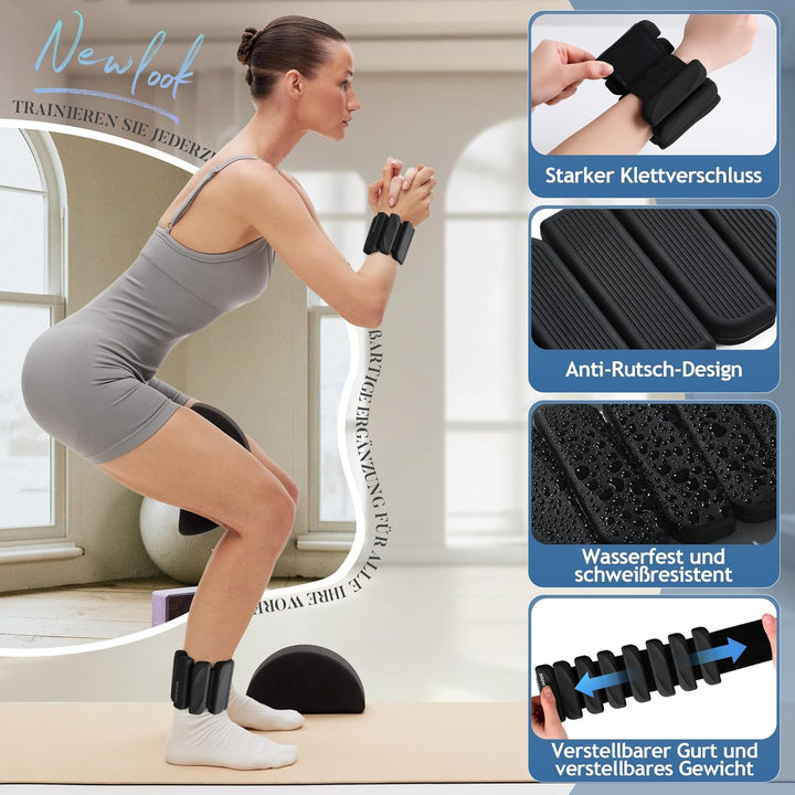 BECOJADDE Gewichtsmanschetten fuss 0.45 KG / 0.9 KG Je Gewichte für Beine und Arme Set 2 Ankle Weigh