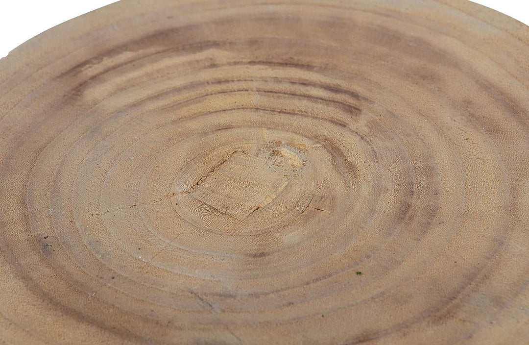 WOOOD Bikkel Hocker Rund - Natürliches Paulownia-Holz Langlebig Sitzhocker Planzentisch Couchtisch 2