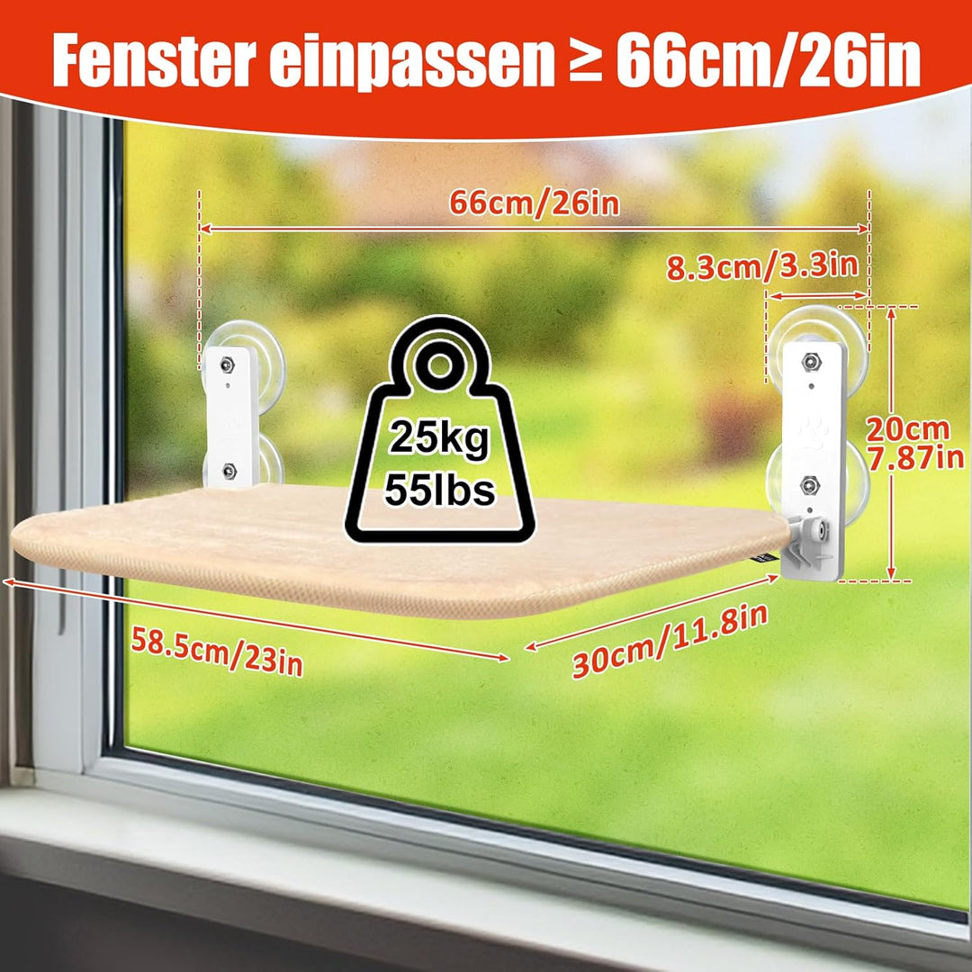 GUUSII HOME Fensterliege für Katzen Hängematte Fensterplätze Katzenbett Fenster Faltbare Katzenhänge