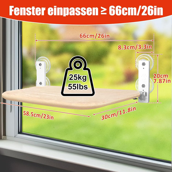 GUUSII HOME Fensterliege für Katzen Hängematte Fensterplätze Katzenbett Fenster Faltbare Katzenhänge