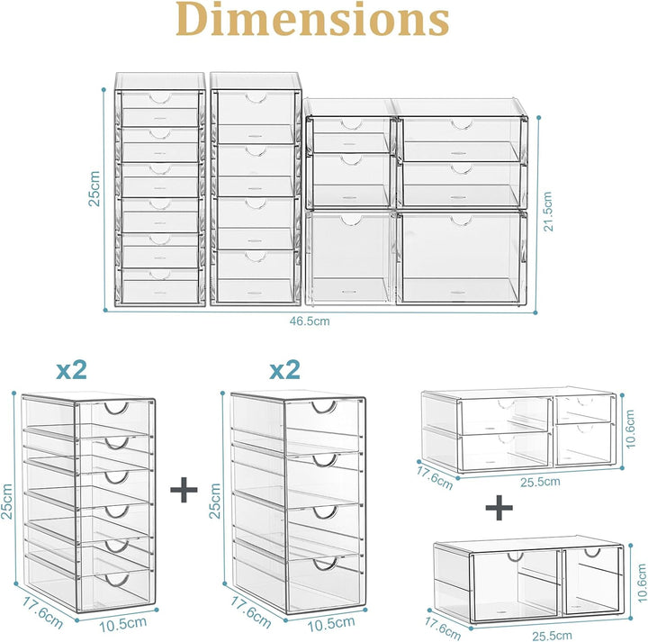 Schreibtisch Organizer with 16 Schubladen: 4er-Set Make up Organizer mit Anti-Rutsch-Pads | Stapelba