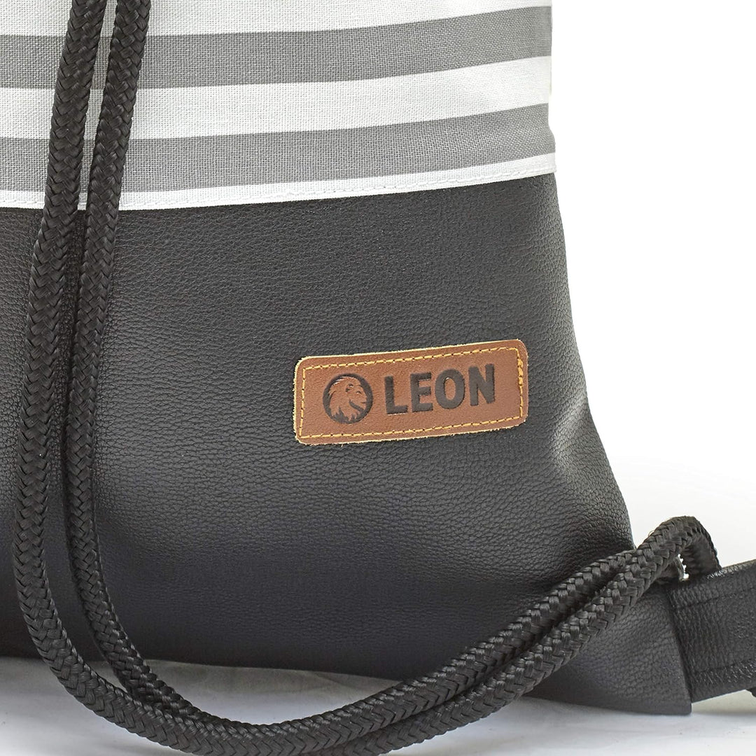 Leon grosser Premium Turnbeutel mit Innentaschen Rucksack Tasche Damen Herren Teenager Gym Bag Draw