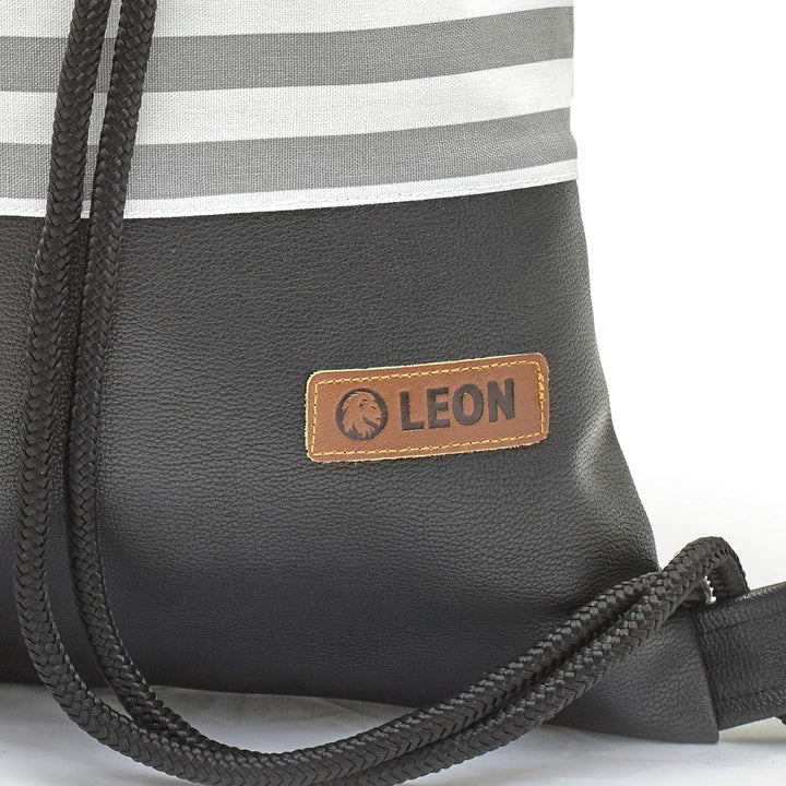Leon grosser Premium Turnbeutel mit Innentaschen Rucksack Tasche Damen Herren Teenager Gym Bag Draw