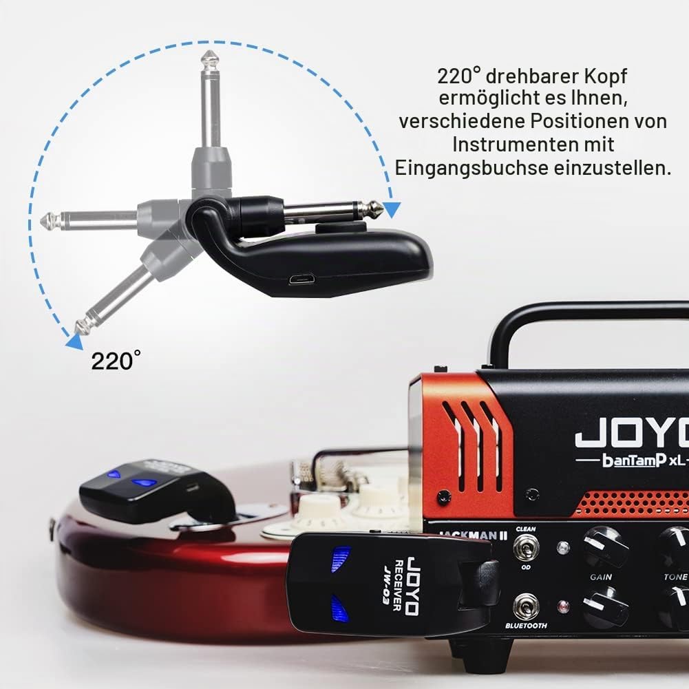 JOYO 2,4 GHz Wireless Guitar System 4 Kanäle Wiederaufladbarer Audio Wireless Transmitter Receiver f