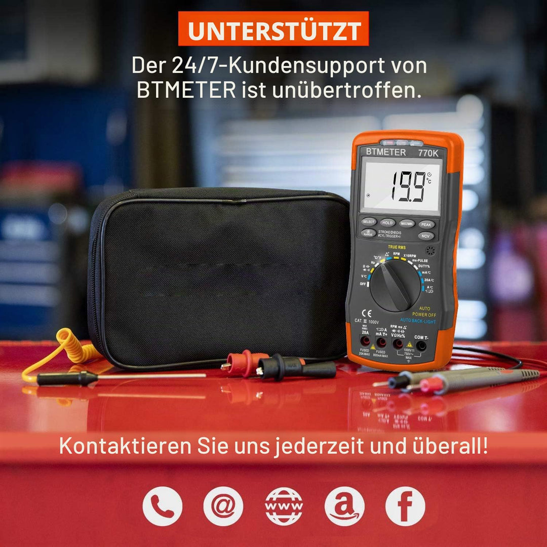 BTMETER BT-770K Kfz-AC/DC-Dwell-Multimeter mit induktivem Drehzahlaufnehmer und AC/DC-Stromzangenada