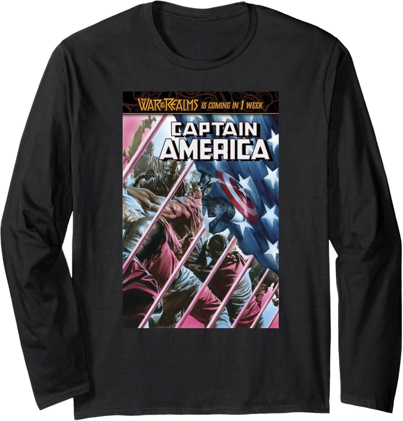 Marvel War Of The Realms Captain America Comic Cover Langarmshirt