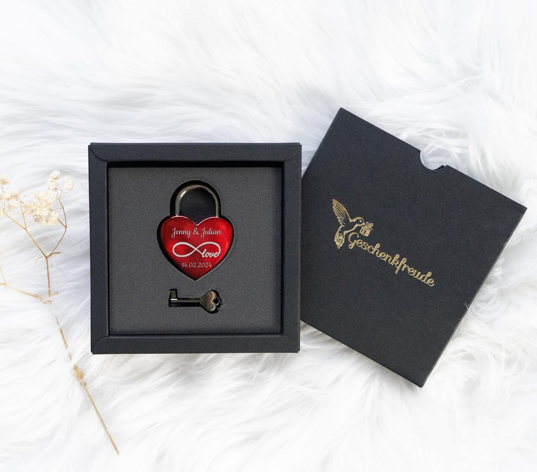 Geschenkfreude Liebesschloss mit Gravur witterungsbeständig - personalisierte geschenke für Paare -