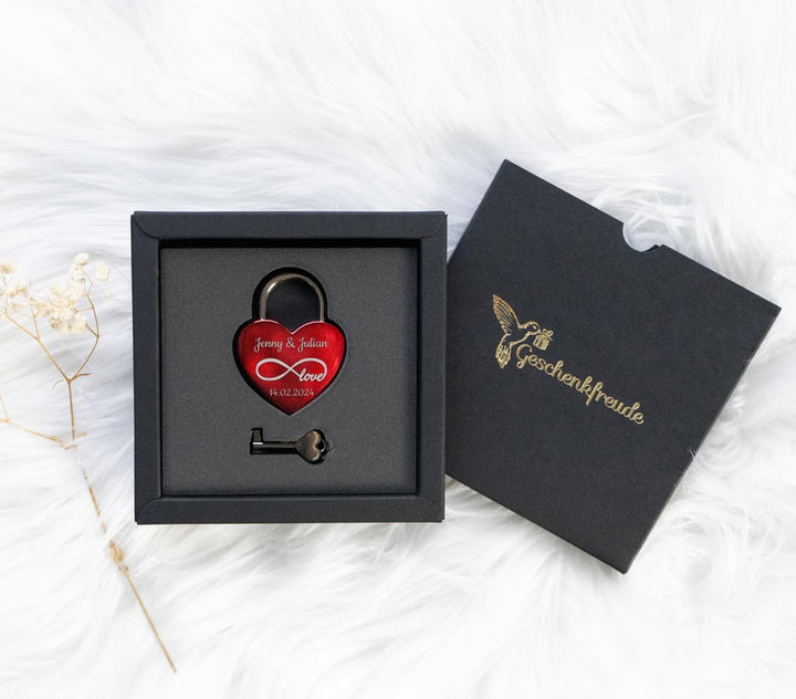 Geschenkfreude Liebesschloss mit Gravur witterungsbeständig - personalisierte geschenke für Paare -