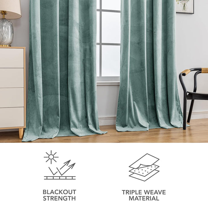 YSTELLAA Samtvorhang 2er Set, Gardinen Vorhänge, 140×280cm, Verdunklungsvorhänge Schlafzimmer Mit Ös
