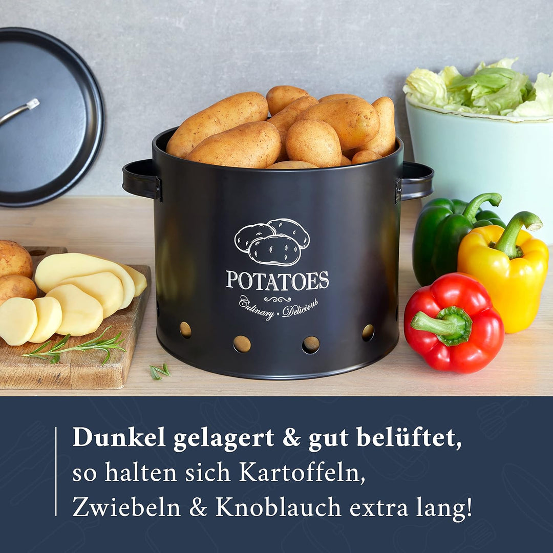 HIKITCHEN Vorratsbehälter Set I Perfekt als Kartoffeltopf, Knoblauchtopf und Zwiebeltopf I Die stilv