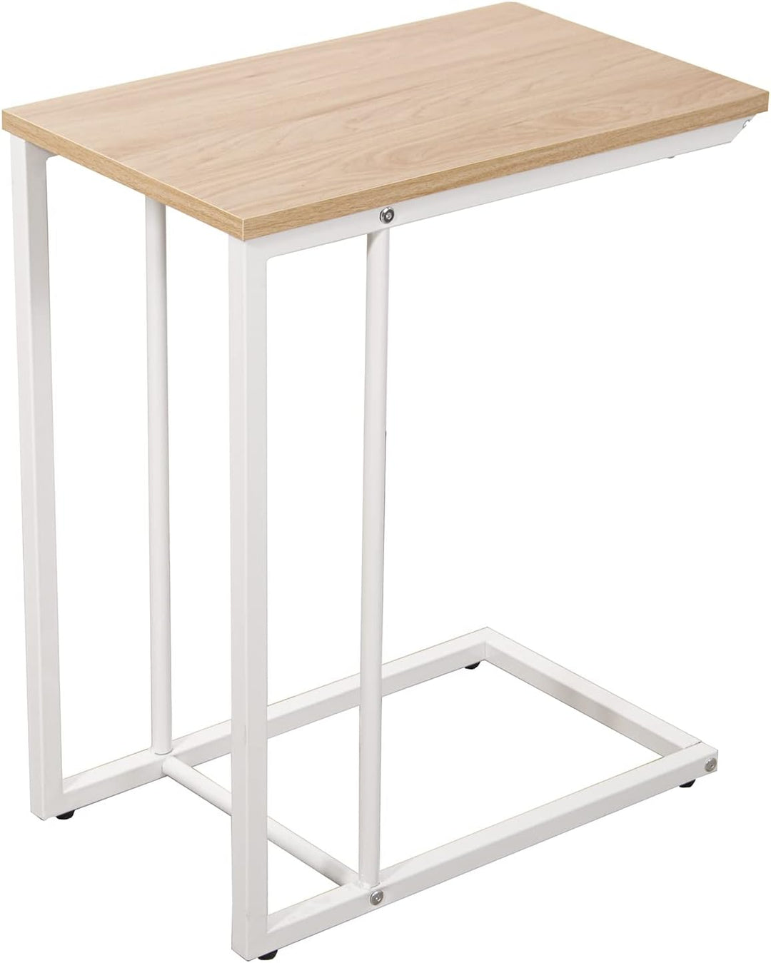 DRW Beistelltisch aus Metall und MDF in Natur und Weiss, 50 x 30 x 60 cm, ESTANDAR