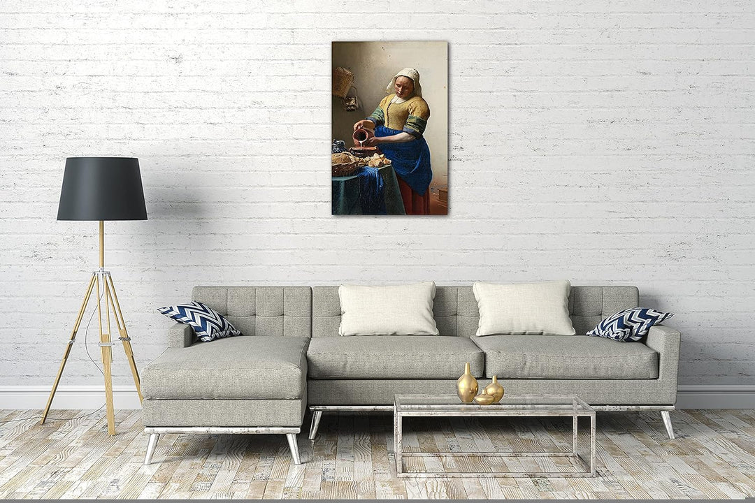 Printed Paintings Leinwand (80x120cm): Jan Vermeer - Das Milchmädchen (1658) 80x120 cm, 80x120 cm