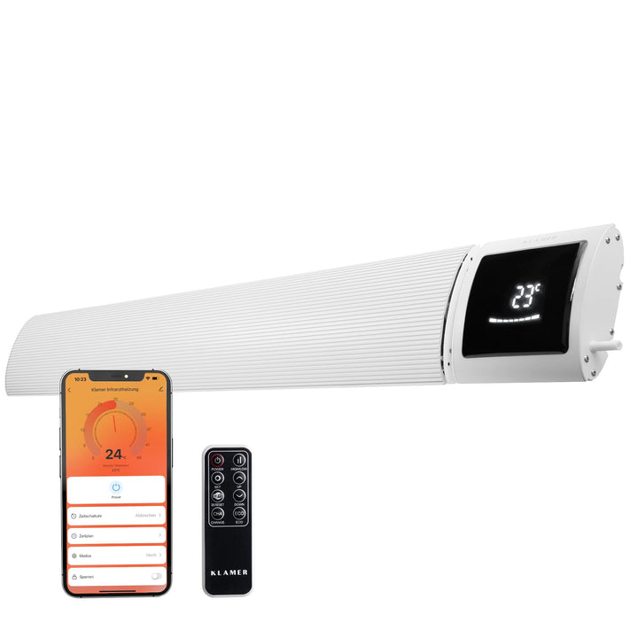 KLAMER Infrarotheizung 2600 W – WLAN Heizstrahler mit App- & Timer, Decken- & Wandmontage, Fenster-o