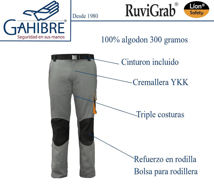 Gahibre Hose aus 100% Baumwolle, 300 g, mit mehreren Taschen