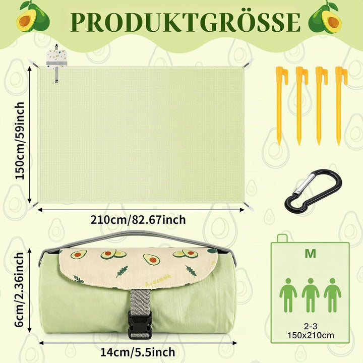 Wasserdichte Picknickdecke (150 × 210 cm),mit Tragegriff für einfachen Transport,diese sandabweisend
