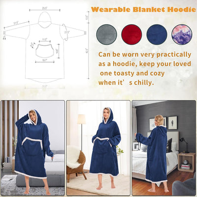 JEFFEL Hoodie Decke mit Ärmeln,Hoodie Decke Pullover Damen übergrosse, Flauschig Hoodie Sweatshirt,