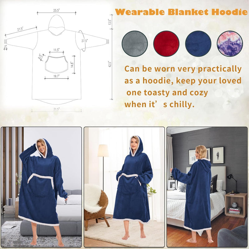 JEFFEL Hoodie Decke mit Ärmeln,Hoodie Decke Pullover Damen übergrosse, Flauschig Hoodie Sweatshirt,