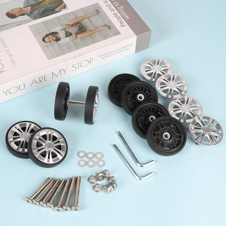 8 pcs Koffer Ersatzrollen 55mm x 12mm, Kofferrollen Ersatzrollen für Gepäck mit Doppelrollen, Koffer