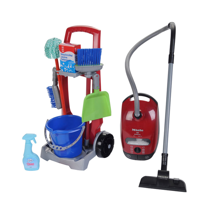 Theo Klein 6074 Putzwagen und Staubsauger I Kinder-Sauger im Miele-Design I Besenwagen inkl. Eimer,