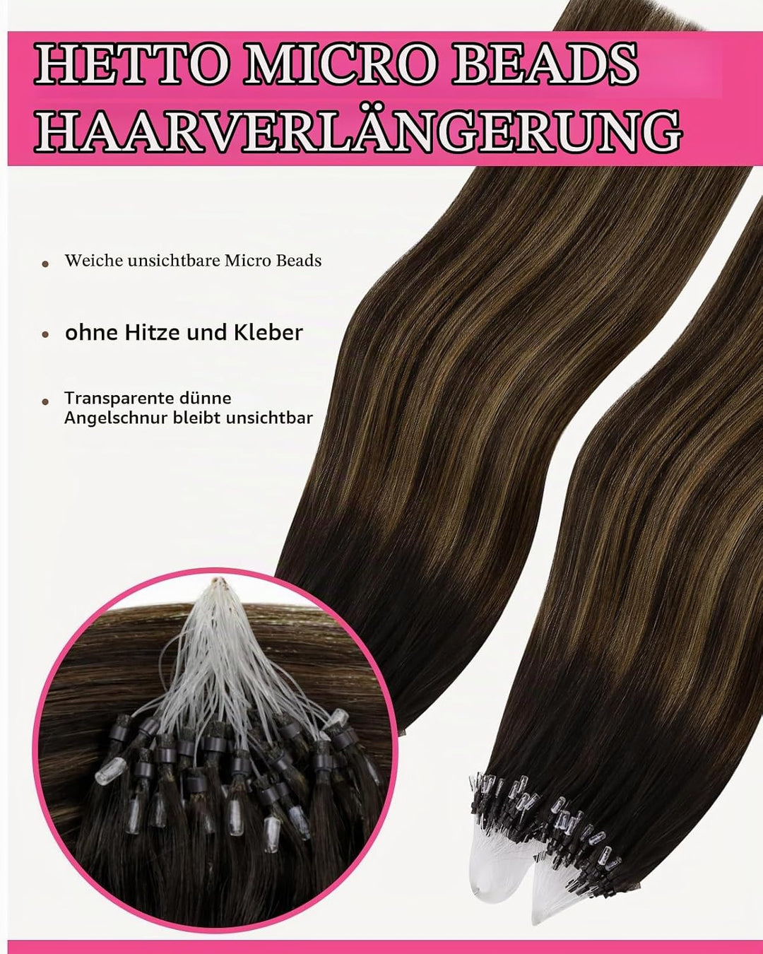 Hetto Microring Extensions Echthaar Balayage Braun Micro Extensions Echthaar Remy Extensions Microri