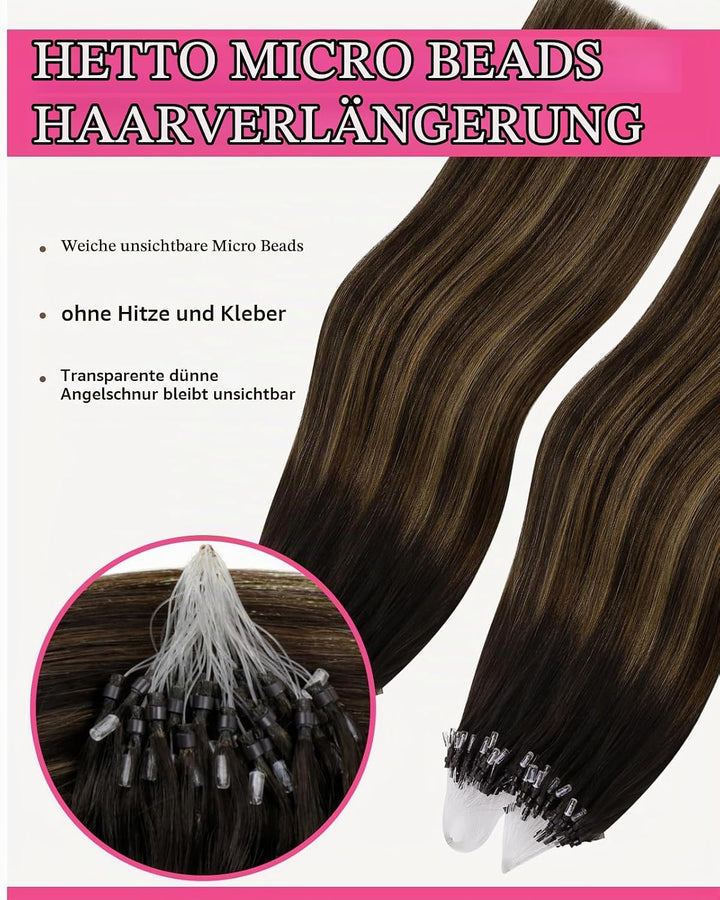 Hetto Microring Extensions Echthaar Balayage Braun Micro Extensions Echthaar Remy Extensions Microri