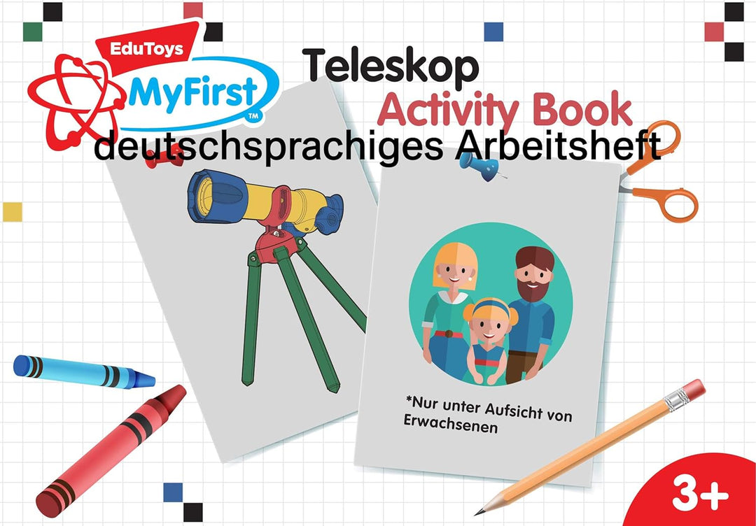 Mein erstes Teleskop – 15xTeleskop und Experimentierkasten für Kleinkinder mit bebildertem Handbuch