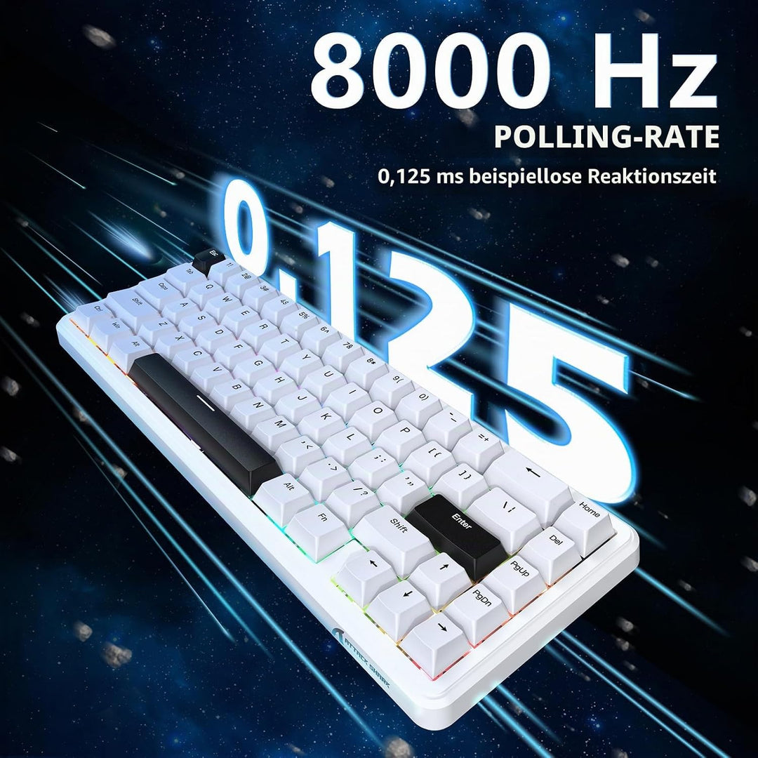 ATTACK SHARK Gaming-Tastatur &amp; -Maus-Set, X65 HE Kabelgebundene Magnettastatur und R1 Kabellose 59g