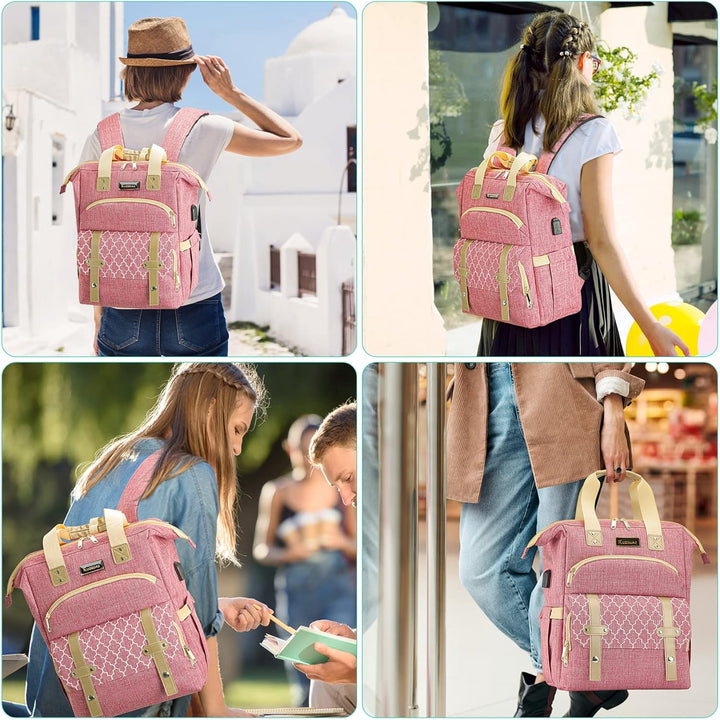 Rucksack Damen, Schulrucksack Mädchen Teenager mit USB Ladeanschluss & Laptopfach, 15,6 Zoll Laptop