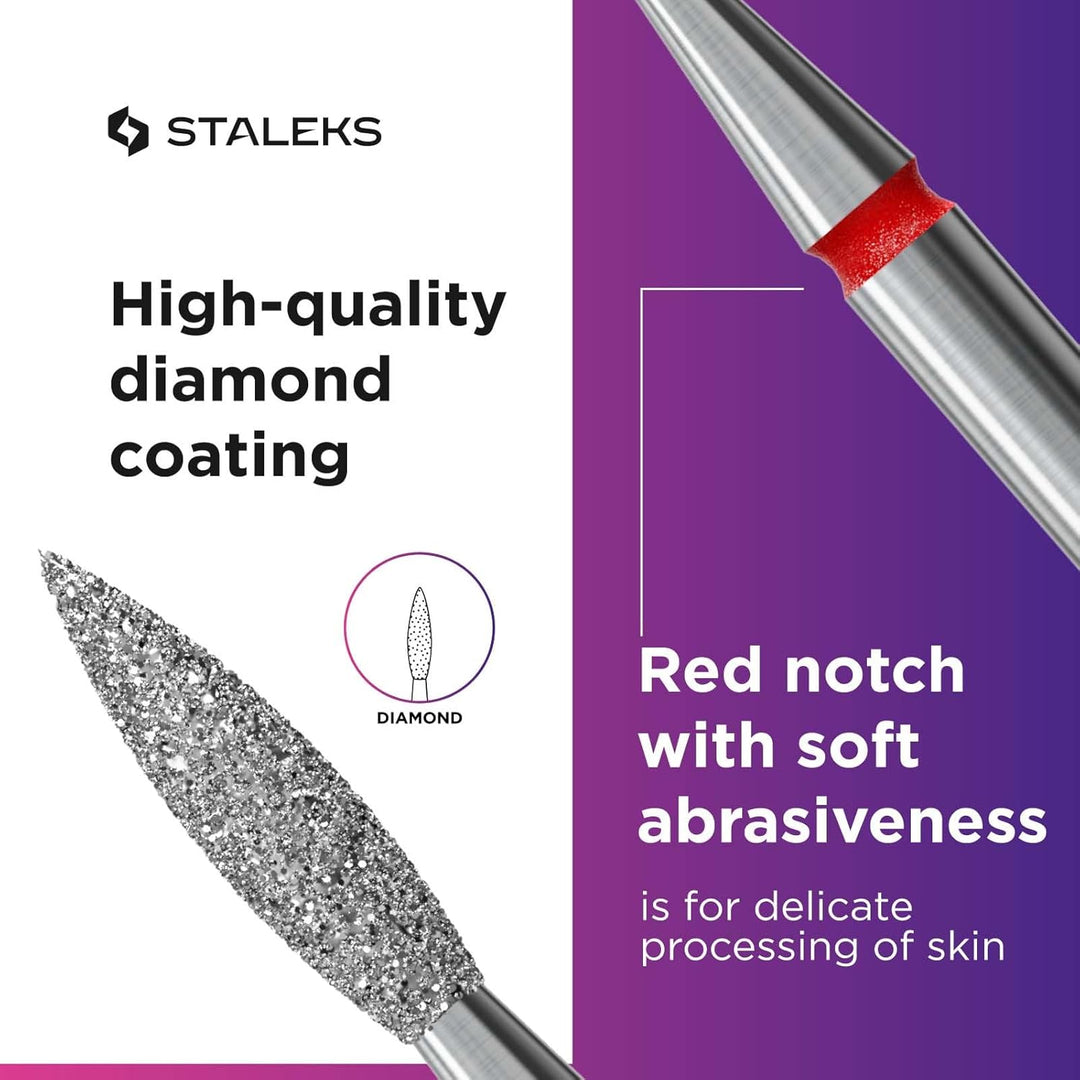 Staleks Pro - Diamant bit - flamme (roter ring) I aufsatz für nagelfräzer I bits für apparative mani