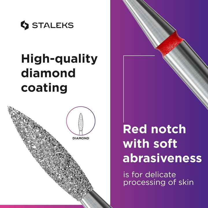 Staleks Pro - Diamant bit - flamme (roter ring) I aufsatz für nagelfräzer I bits für apparative mani