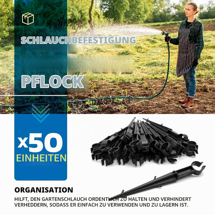 DOJA Barcelona | Schlauch Anker Bewässerung | Packung 50 | 16-20mm Ø | Gartenschlauch U-Halterung |