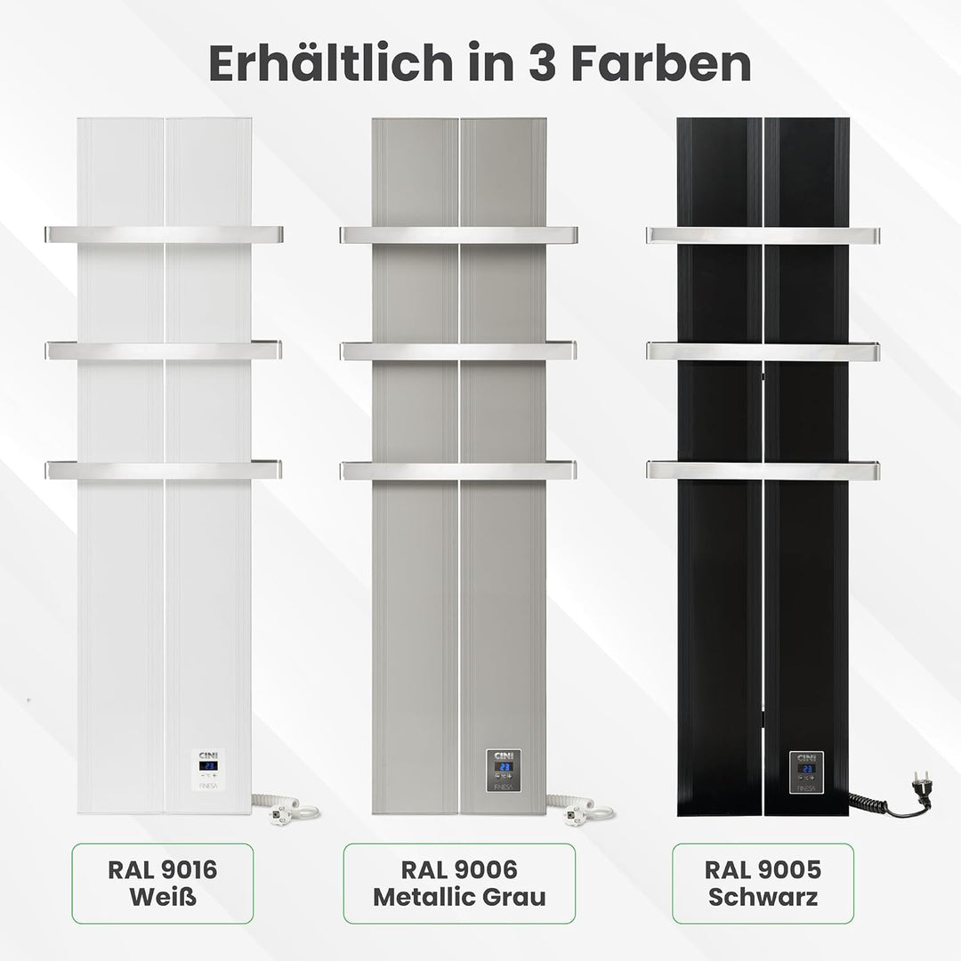 Finesa-D Badheizkörper elektrisch mit Thermostat 1500×408 mm | 1200 W – Flacher Paneel Design Handtu