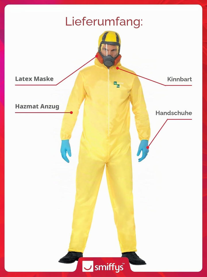 Smiffys Breaking Bad Costume, Yellow Halloween und Karneval X-Large (Chest 46-48), X-Large (Chest 46