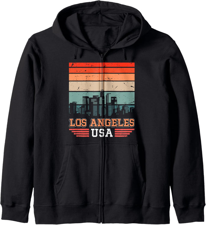 Los Angeles LA USA Retro Vintage Sunset Skyline Los Angeles Kapuzenjacke